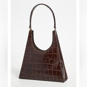 Staud Rey Croc Embossed Leather Shoulder Bag NWT